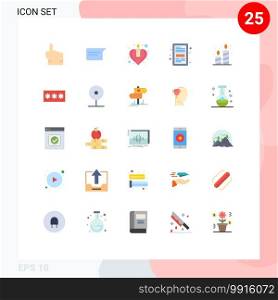 Modern Set of 25 Flat Colors Pictograph of birthday, file, candle, education, book Editable Vector Design Elements