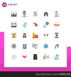 Modern Set of 25 Flat Colors Pictograph of breakfast, house, card, hose, marry Editable Vector Design Elements