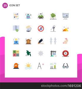 Modern Set of 25 Flat Colors Pictograph of command, nature, designing, tree, painting Editable Vector Design Elements