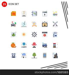 Modern Set of 25 Flat Colors Pictograph of couch, credit, phone, card, podcast Editable Vector Design Elements