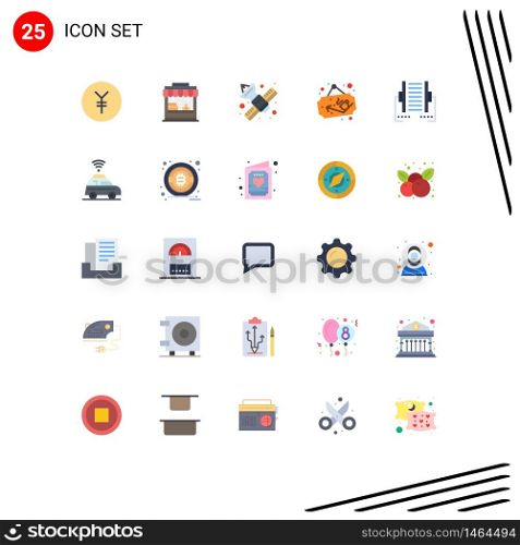 Modern Set of 25 Flat Colors Pictograph of data, computer, network, sign board, cup Editable Vector Design Elements