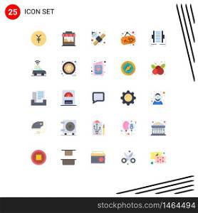 Modern Set of 25 Flat Colors Pictograph of data, computer, network, sign board, cup Editable Vector Design Elements