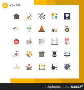 Modern Set of 25 Flat Colors Pictograph of editor, pointer, american, map, atom Editable Vector Design Elements