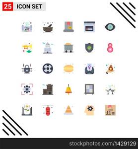 Modern Set of 25 Flat Colors Pictograph of lab, biology, bulldozer, website, page Editable Vector Design Elements