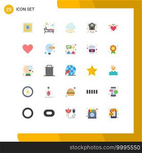 Modern Set of 25 Flat Colors Pictograph of love, time, data, timepiece, clock Editable Vector Design Elements