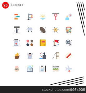 Modern Set of 25 Flat Colors Pictograph of male, boy, income, open, light Editable Vector Design Elements