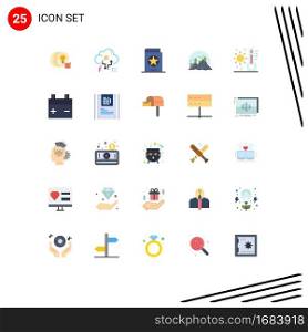 Modern Set of 25 Flat Colors Pictograph of mountain, landscape, share, hill, spells Editable Vector Design Elements