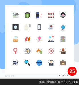 Modern Set of 25 Flat Colors Pictograph of review, number, data, location, meat Editable Vector Design Elements