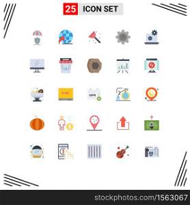 Modern Set of 25 Flat Colors Pictograph of setting, laptop, bathroom, chemistry, gear Editable Vector Design Elements