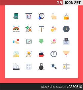 Modern Set of 25 Flat Colors Pictograph of start, touch, business, gesture, time Editable Vector Design Elements