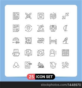 Modern Set of 25 Lines and symbols such as arrows, arrow, scale, arrows, image Editable Vector Design Elements