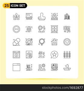 Modern Set of 25 Lines and symbols such as business, architecture, clone, skyscraper, christmas Editable Vector Design Elements
