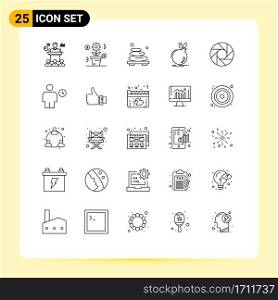 Modern Set of 25 Lines and symbols such as ddos, boom, growth, bomb, spa Editable Vector Design Elements