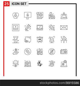 Modern Set of 25 Lines and symbols such as digital, wedding, develop, heart, briefcase Editable Vector Design Elements