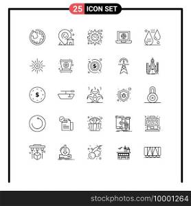 Modern Set of 25 Lines and symbols such as disease, internet, funding, globe, laptop Editable Vector Design Elements