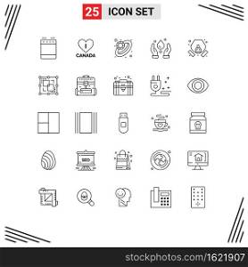 Modern Set of 25 Lines and symbols such as divide, pollution, jewelry, mask, nature Editable Vector Design Elements