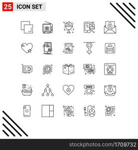 Modern Set of 25 Lines and symbols such as email, wifi, wine, iot, internet Editable Vector Design Elements