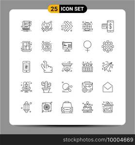 Modern Set of 25 Lines and symbols such as financial, cashless, fast forward, card, internet Editable Vector Design Elements
