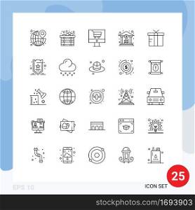 Modern Set of 25 Lines and symbols such as gift, box, cart, money, bank Editable Vector Design Elements