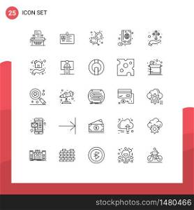 Modern Set of 25 Lines and symbols such as globe, book, id card, mouse, education Editable Vector Design Elements
