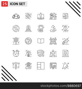 Modern Set of 25 Lines and symbols such as handset, real estate, laptop, building, home Editable Vector Design Elements