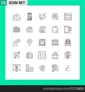 Modern Set of 25 Lines and symbols such as layout, search, data, user, business Editable Vector Design Elements