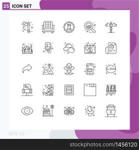 Modern Set of 25 Lines and symbols such as medical, graph, castle, business, strategy Editable Vector Design Elements