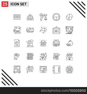 Modern Set of 25 Lines and symbols such as military, army, document, transportation, sign Editable Vector Design Elements
