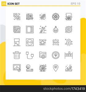 Modern Set of 25 Lines and symbols such as notebook, discount, religion, friday, plent Editable Vector Design Elements