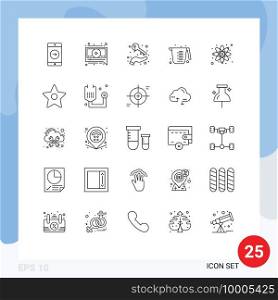 Modern Set of 25 Lines and symbols such as react, measuring, hand, jug, baking Editable Vector Design Elements