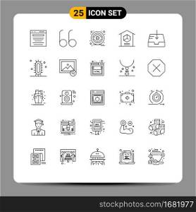 Modern Set of 25 Lines and symbols such as receive, mail, money, stock, logistic Editable Vector Design Elements