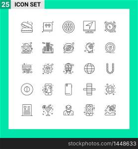 Modern Set of 25 Lines Pictograph of bell, online, festival, message, computer Editable Vector Design Elements