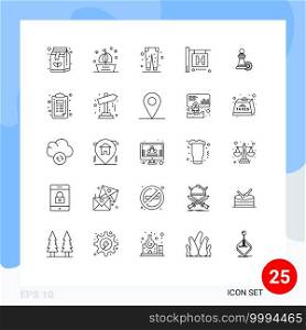 Modern Set of 25 Lines Pictograph of chess, travel, summer, hotel sign, eid Editable Vector Design Elements