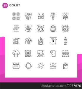 Modern Set of 25 Lines Pictograph of creative, laboratory, accumulator, chemistry, biology Editable Vector Design Elements