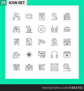 Modern Set of 25 Lines Pictograph of cupboard, american, study, office, mom Editable Vector Design Elements