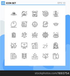 Modern Set of 25 Lines Pictograph of earth, space, bag, planet, recycle Editable Vector Design Elements