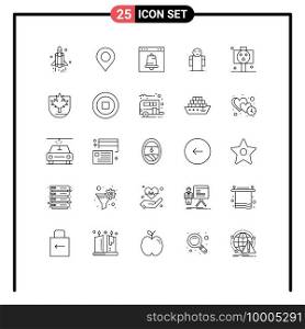 Modern Set of 25 Lines Pictograph of halloween, person, alert, open, arms Editable Vector Design Elements
