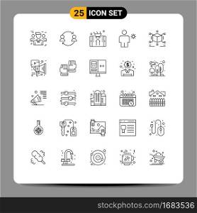 Modern Set of 25 Lines Pictograph of human, avatar, transfer, smartphone, shop Editable Vector Design Elements