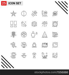 Modern Set of 25 Lines Pictograph of information, analytics, tickets, mail, email Editable Vector Design Elements