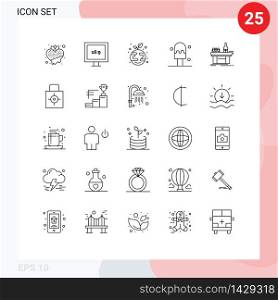 Modern Set of 25 Lines Pictograph of laboratory, chemistry, eco, biology, cream Editable Vector Design Elements