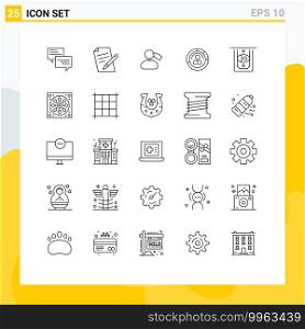 Modern Set of 25 Lines Pictograph of personal, human, pencil, features, work Editable Vector Design Elements
