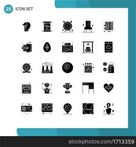 Modern Set of 25 Solid Glyphs and symbols such as admin, interior, alarm, furniture, timer Editable Vector Design Elements