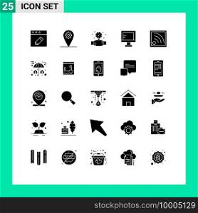 Modern Set of 25 Solid Glyphs and symbols such as assets, signal, plumber, connection, study Editable Vector Design Elements