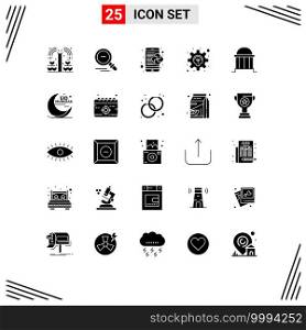 Modern Set of 25 Solid Glyphs and symbols such as bank, development, puzzle, solution, business Editable Vector Design Elements