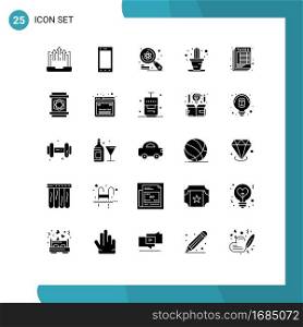 Modern Set of 25 Solid Glyphs and symbols such as calculate, house, tablet, cactus, science Editable Vector Design Elements