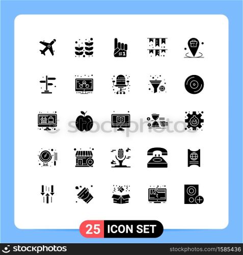 Modern Set of 25 Solid Glyphs and symbols such as corporate, party, fanatic, flag, celebrate Editable Vector Design Elements
