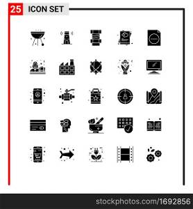Modern Set of 25 Solid Glyphs and symbols such as delete, marry, tower, love, heart Editable Vector Design Elements