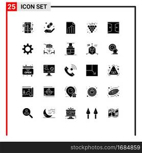 Modern Set of 25 Solid Glyphs and symbols such as door, grape, document, fruit, sheet Editable Vector Design Elements