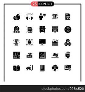 Modern Set of 25 Solid Glyphs and symbols such as file, money, avatar, card, screen Editable Vector Design Elements