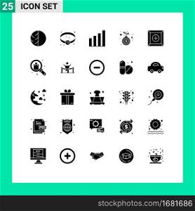 Modern Set of 25 Solid Glyphs and symbols such as growth, hand, jewelry, bag, signal Editable Vector Design Elements